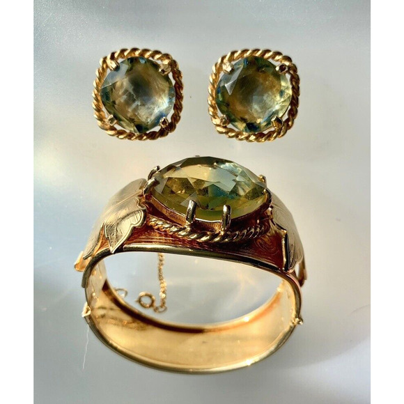 Vintage Sarah Coventry Versailles Givre Rhinestone Bracelet Clip On Earrings - Picture 1 of 16